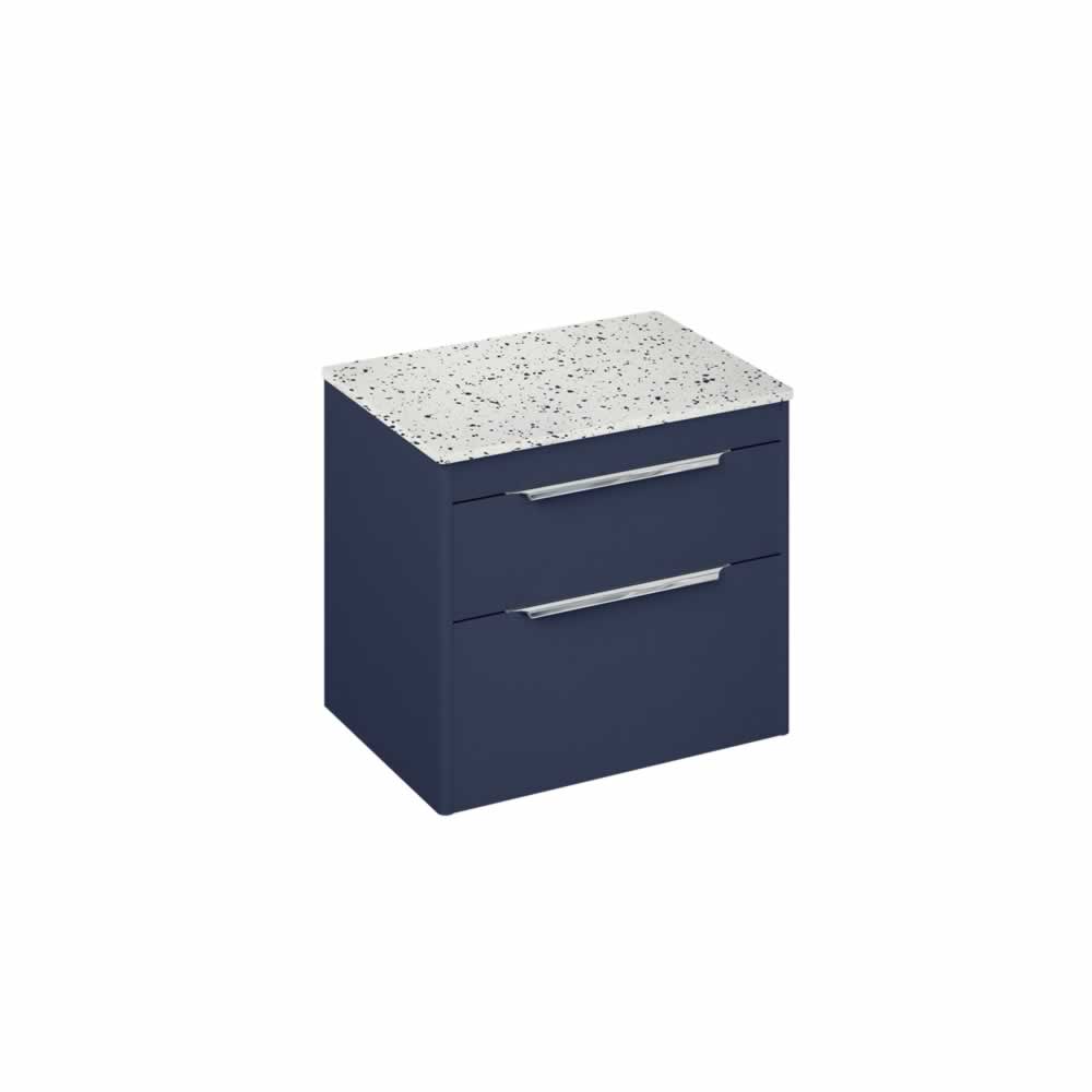 Shoreditch 65cm double drawer Matt Blue with Ice Blue Worktop